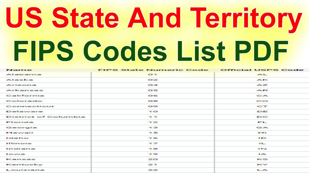 US State And Territory FIPS Codes List PDF